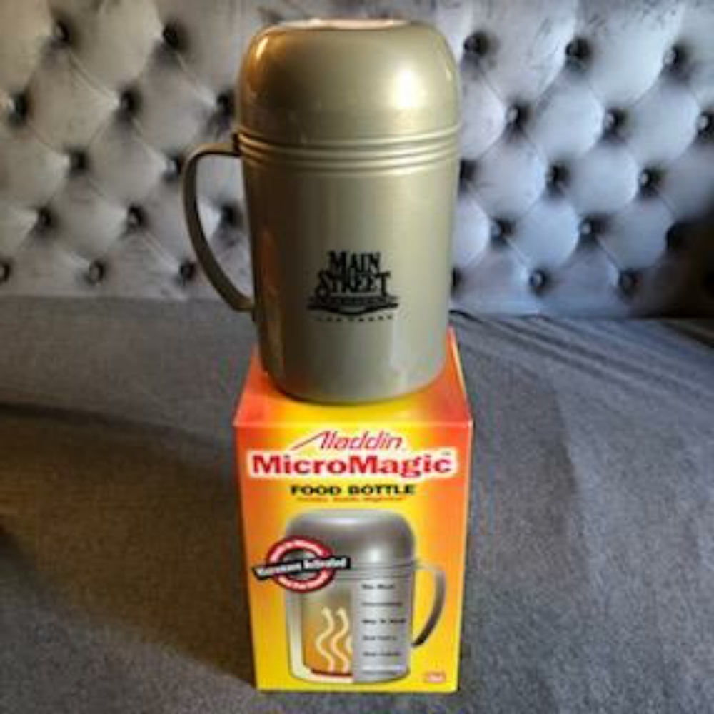 Alladin Micro Magic Food Thermos 17oz Main Street Station + Champagne Glass